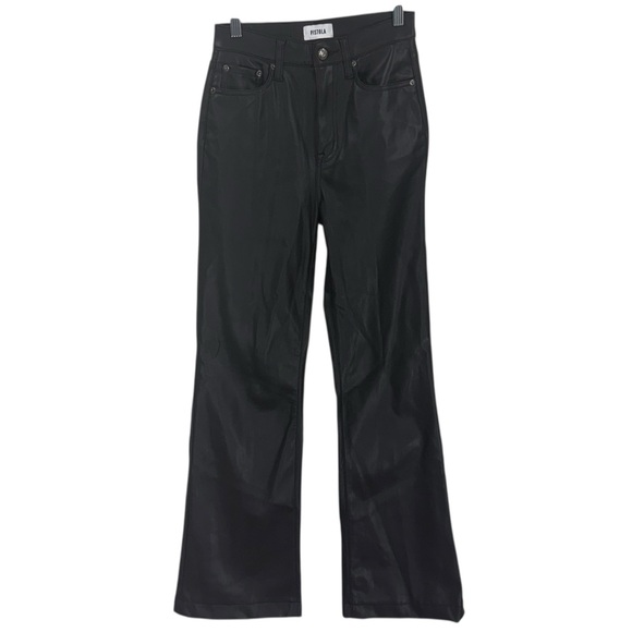 Pistola Black Faux Leather High Rise Ankle Bootcut Pants Size 25 - Picture 3 of 14